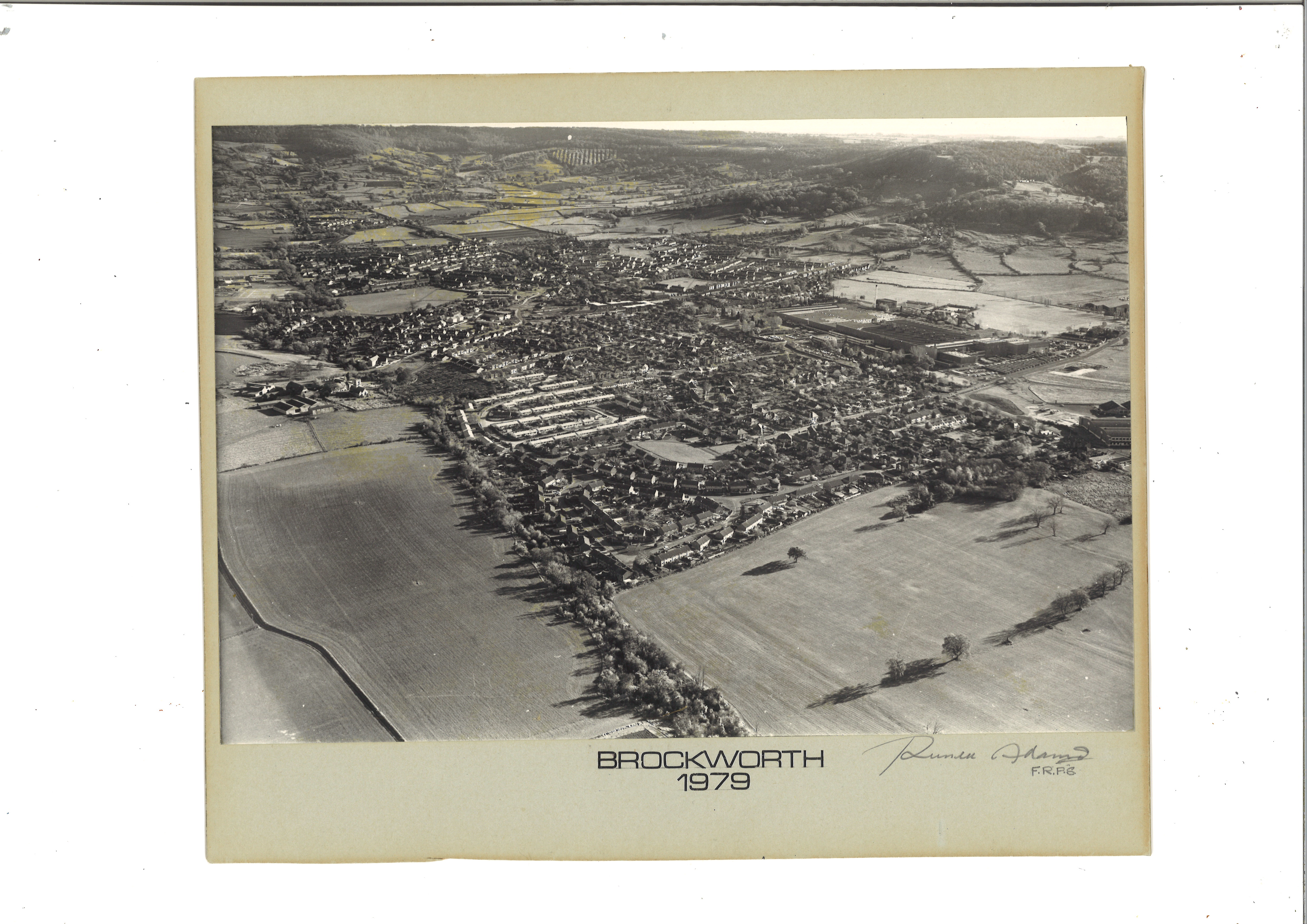 A birds eye view photograph of Brockworth from Gloucestershire Archives.