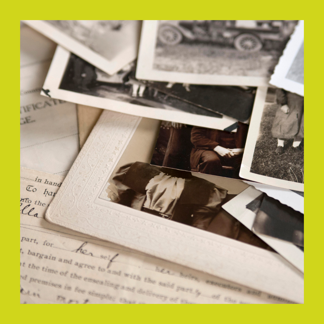 Image of old family photographs and documents