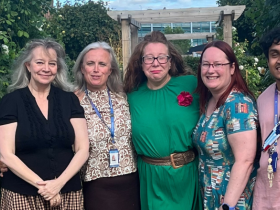 Photo of staff from the shortlisted libraries standing outside