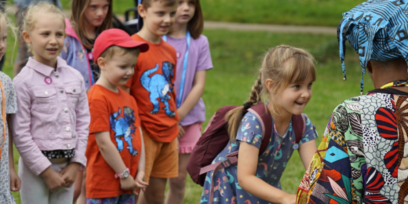 Children at a library outreach event