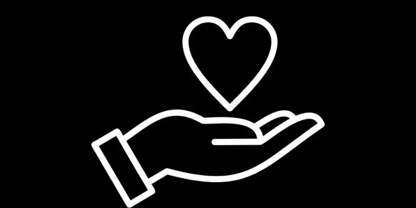 Simplified image of a hand holding a loveheart